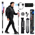 Tactical Walking Stick with Dual LED Light & Emergency Power Bank | Collapsible Tactical Hiking Pole with USB Fan, Solar Charging & Camping Tripod | Aircraft Grade Aluminum