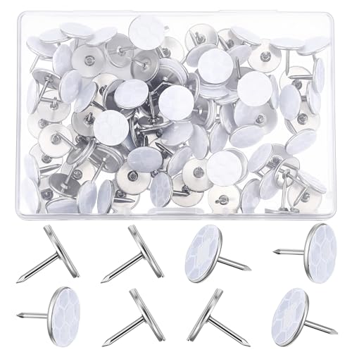 100 PCS Reflective Tacks Trail Markers, 0.4" High Visibility Tacks Bright Eyes Trail Markers, Glow Mark Thumb Tack with Box for Hunting Hiking Camping Tree Stand Marking