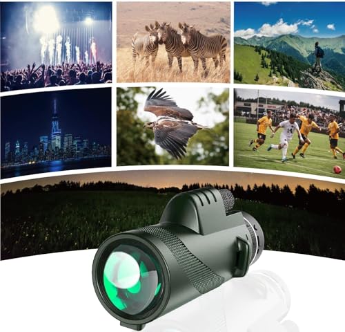 Monocular-Telescope 80x100 High Powered Monoculars High Definition for Adults High Powered with Smartphone Adapter Telescope Hunting Wildlife Bird Watching Travel Camping Hiking-Green