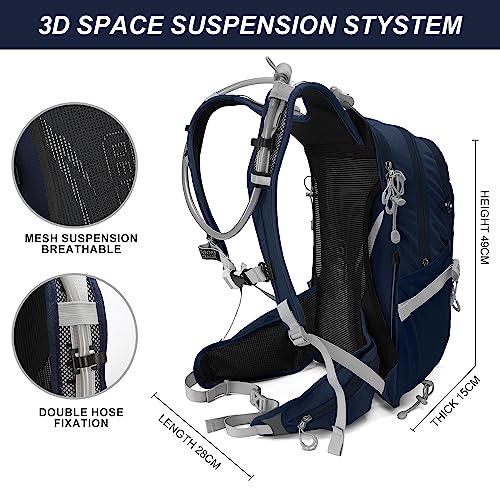 IX INOXTO 20L Hydration Backpack, Waterproof Hiking Internal Frame Backpacks with 2L Hydration Water Bladder and Rain Cover for Men, Lightweight Travel Daypack for Cycling,Camping,Ski (dark blue) - color: Dark Blue