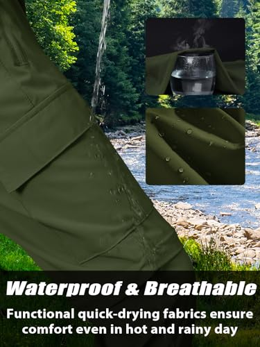 Boys Convertible Hiking Pants Kids Zip Off Scout Pants Youth Teen Boy Quick Dry Outdoor Fishing Waterproof Lightweight 4-18Y - color: Army Green, size: X-Large