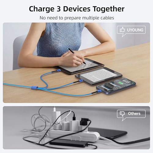 3 in 1 Charging Cable, Long Charger Cord Universal Charger 10 FT, 2 Pack | Multi Charger with Lightning, Type C, Micro USB Connectors, Phone Charger for iPhone 17 16 15, Samsung, Google Pixel Phones - color: Blue, size: 10FT, style: USB C to Multiple Conn