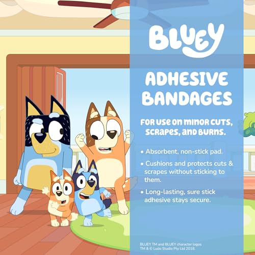 Dr. Bluey First Aid Kit, Everyday Essentials, Assorted Sizes, 30 Pieces | First Aid Kit for Kids & Adults, Travel-Friendly Compact for Home, Car, Camping, and Traveling.