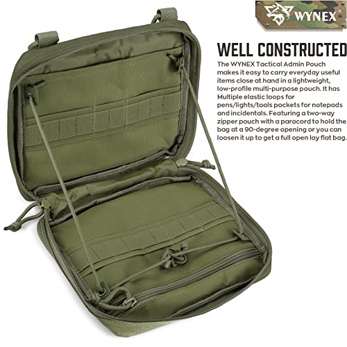 WYNEX Tactical Admin Molle Pouch, Medical EDC EMT Utility Bag Shell Design Attachment Pouches 1000D Nylon Hiking Belt Bags - color: Army Green