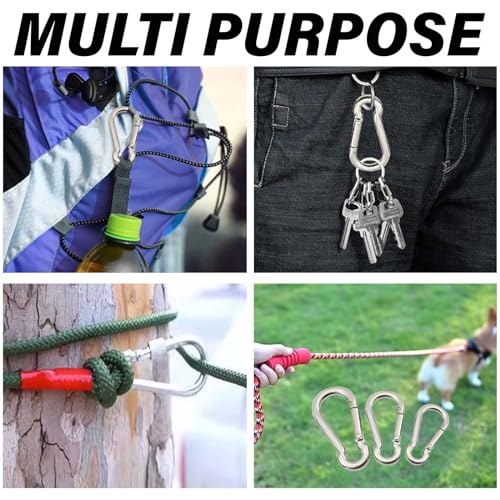 3.15 Inch 4 Pack Spring Snap Hook Carabiner, Cable Machine Accessories for Home Gym Pulldown Attachment, Exercise Machine, Heavy Duty Steel Clip for Outdoor Fitness - size: 3 Inch