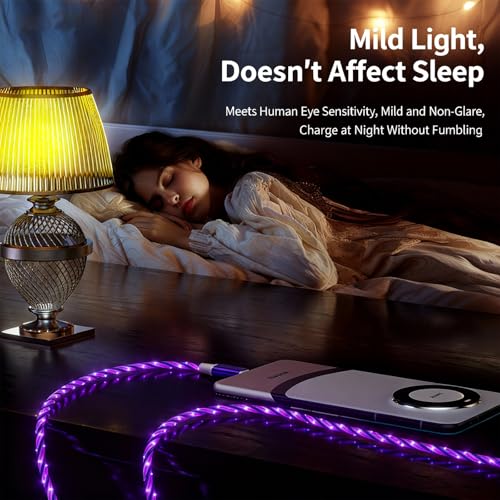 USB Cable PD Fast Charger Lighted Up (USB C to C Starry Purple) Mobile Phone Data Cable,Charging Cable, Supports Data Transfer,39-inch,TPE Material,Compatible with Almost All Type-C Devices. - color: USB C TO C Starry Purple
