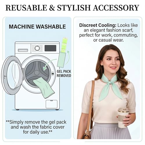 Cooling Towel with Soft Gel Ice Pack Inserts |Gel Ice Packs Reusable - Multi Purpose Compression Wrap - Neck, Legs, Arms, Shoulders - Ideal for Post Surgery, Migraines, Hiking and Injuries (Green) - color: Green