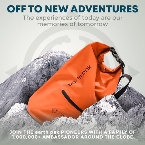 Earth Pak Waterproof Dry Bag with Zippered Pocket - Waterproof Dry Bag Backpack Keeps Gear Dry - color: Orange, size: 20L