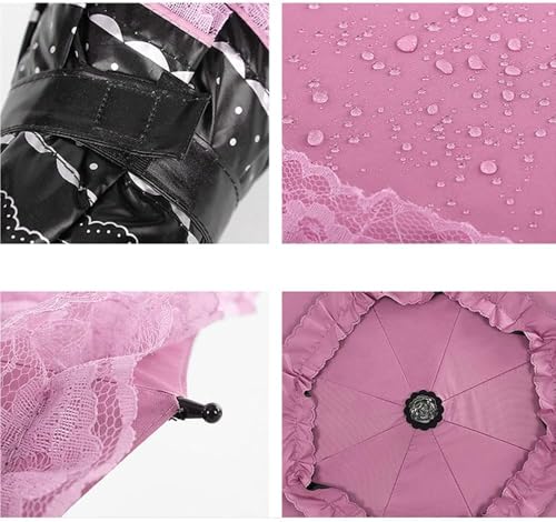Honeystore Princess Lace Ultraviolet-Proof Folding Umbrella Anti-uv Dome Parasol - color: Style 1 Pink