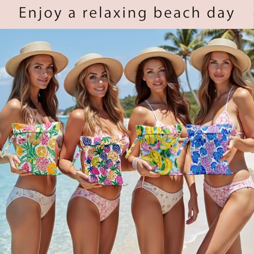 Wet Bag, 4Pcs Wet Dry Bag Set, Reusable Waterproof Bags with Mixed Tropical Fruit Prints for Women, Versatile for Beach, Pool & Daily Use - color: Mixed Tropical Fruit
