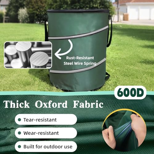 44 Gallon Collapsible Yard Waste Bag with Hardshell Bottom Pop-Up Trash Can