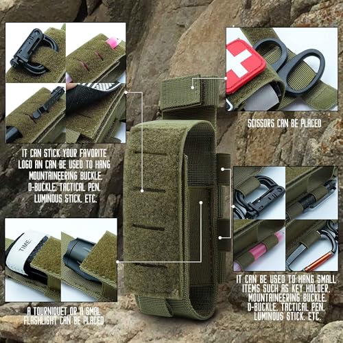 Upgrade Laser Cut 1000D Molle Torniquet Pouch, Tactical Medical Tourniquet Pouch Holster - color: Pouch Only-GREEN