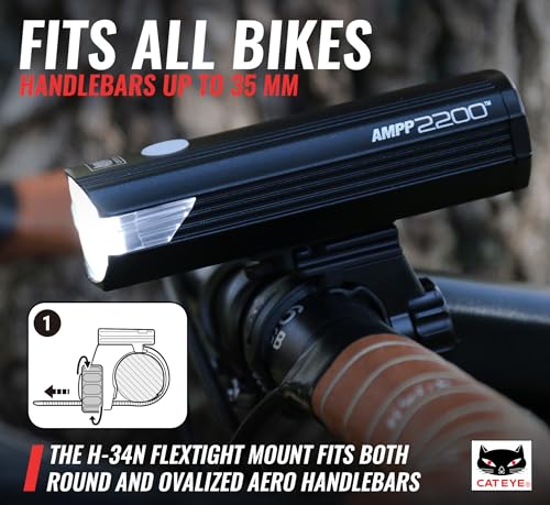 CATEYE AMPP USB Rechargeable Bike Light | Commuters, Road Cyclists & Mountain Bikers, Day & Night Riding Modes, IPX4 Waterproof, Tough & Durable - style: Ampp2200