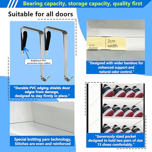 10 Tiers Shoe Organizer for Closet, 20 to 30 Pairs Shoe Rack Door - color: White