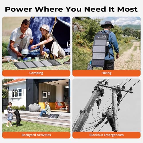 BigBlue 28W High-Efficiency Solar Panel Charger with Dual USB-C and USB-A | Solar Phone Charger for Camping, Backpacking, Folding Solar Panels for iPhone, iPad, Samsung Galaxy, Power Bank, GPS etc - color: Black