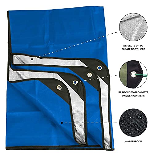 Arcturus All-Weather Outdoor Survival Blanket, Thermal Emergency Blanket, Reflective Heat Tarp with Grommets, Lightweight for Camping, Backpacking, Hiking & Emergency Car Kits, Blue, 60x82in - color: Blue
