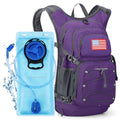 Maelstrom Lightweight Hydration Hiking Backpack with 2L/3L Water Bladder | BPA-free, High Flow Bite, Insulated Compartment, Reflective Strip, Utility Pockets, Perfect for Running, Cycling, Marathon - color: 5.Purple, size: 3L Bladder