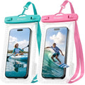 Rynapac Waterproof Phone Pouch 2 Pack, Waterproof Phone Case, [Up to 8.5''] | Face Unlock, Touchscreen, Durable IPX8 Dry Bag for iPhone 17 16 15 Pro Max, Includes Lanyard, Beach & Cruise Essentials 2026 - color: [Pink + Mint] Waterproof Phone Pouch