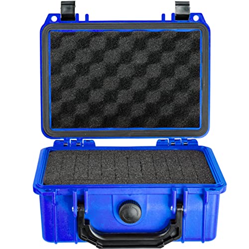 Eylar Protective Gear and Camera Hard Case with Custom Logo Engraved Plate, Water & Shock Proof w/Foam TSA Approved 8.12 inch 6.56 inch 3.56 inch (Blue) - color: Blue