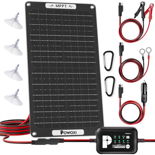 POWOXI MPPT 15W 12V Solar Car Battery Trickle Charger & Maintainer ETFE - size: 15W-MPPT Pro