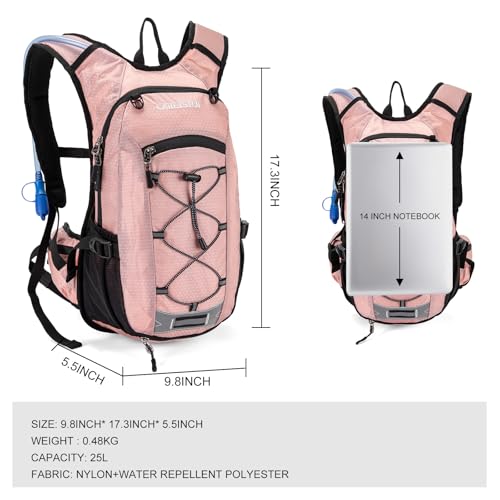 Carey STEN Hydration Backpack Hiking Pack Equipped 2L Water Bag - color: pink