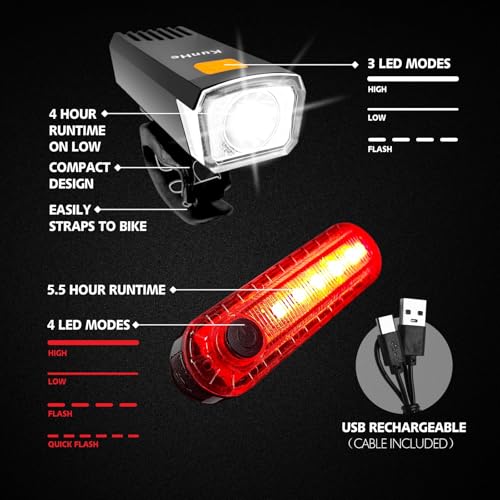 Kunhe USB-C Rechargeable Bike Lights Front and Rear(2or4or10or20 Packs) Night Riding for Kids &Adults 3 Lights Modes Used as a Safety Indicator Light for Skateboards Strollers and Wheelchairs - size: 20 Set