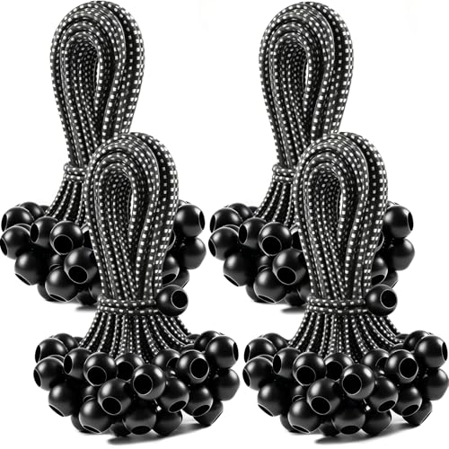 100 Pack Ball Bungee Cords 9 Inch, Heavy Duty Bungee Cord with Balls Canopy Tarp Tie Downs Bungee Balls for Camping, Shelter,Cargo,Tent Poles UV Resistant - size: 9 Inch