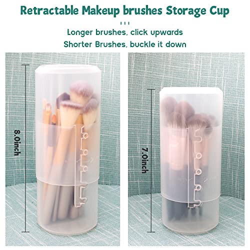 Makeup Brush Holders, 4 Pack of Make up Brushes Organizer Travel Case Retractable Plastic Travel Makeup Brush Holder For Vanity Makeup Artist Brushes Storage Cup - color: Plastic Clear-4pcs