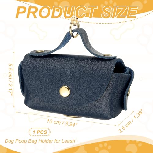 Dog Poop Bag Holder, Leather Pet Waste Bag Dispenser for Leashes Portable Reusable Easy Cleanup Pouch(1Pcs, Navy Blue), Intended for Outdoor/Travel/Walking with Dog - color: Navy Blue