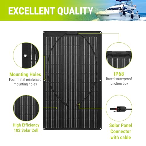 Newpowa 100W Flexible Solar Panel Portable Bendable 12 Volts 10BB Mono Cell for Uneven Surfaces Marine Camping Home Boat RV Surface Black - size: 100W Flexible 1PCS