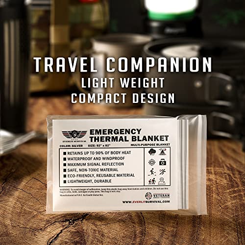 EVERLIT Emergency Mylar Thermal Blankets -Space Blanket Survival kit Camping Blanket Perfect for Outdoors, Hiking, Survival, Bug Out Bag ，Marathons or First Aid 1(Gold & Silver, 4 Pack)