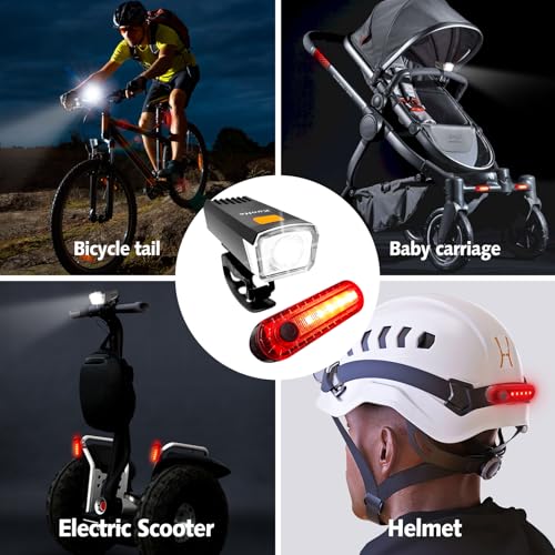 Kunhe USB-C Rechargeable Bike Lights Front and Rear(2or4or10or20 Packs) Night Riding for Kids &Adults 3 Lights Modes Used as a Safety Indicator Light for Skateboards Strollers and Wheelchairs - size: 2 Set