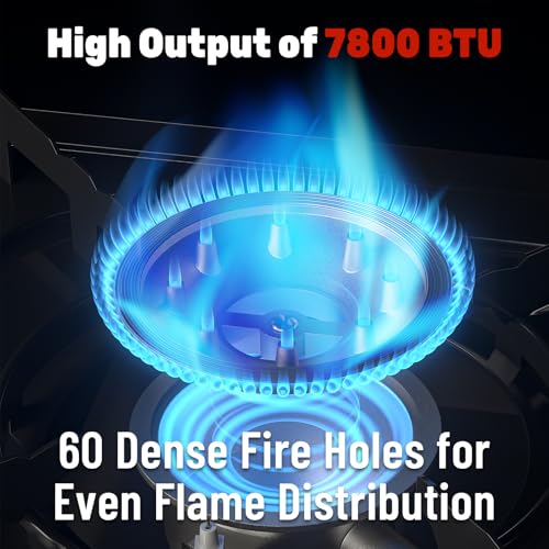 Dual Fuel Camping Stove 7800 BTU, Portable Propane Butane Burner | Overpressure Protection & Auto Shut-Off, Piezo Ignition, Precise Temp Control, Lightweight for Backpacking & Outdoor Cooking