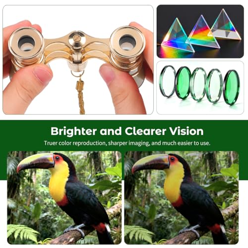 VILLCASE 3X25 Night Vision Binoculars Portable Low-Light Telescope for Concerts Theater Bird Watching with Leather Bag and Mirror Cloth