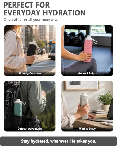 BEAUTAIL Collapsible Water Bottles 21oz/610mL, Silicone Travel Water Bottle - color: Starlight