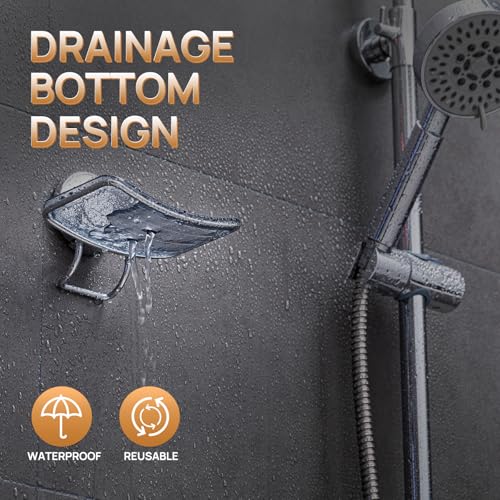 LEVERLOC Chrome Suction Cup Soap Dish Holder for Shower Wall Drill-Free Rustproof Waterproof Wall Mount Strong Suction Removable Bar Soap Sponge Holder for Bathroom Bathtub Kitchen - style: 1 tier Chrome
