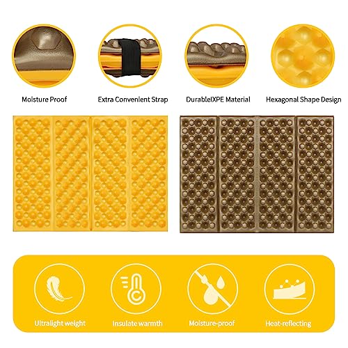FOCHIER F Stadium Seat Pad, Camping Foam Pad, Foldable Z Stadium Seat Cushion Insulated Sitting Pad for Camping Backpacking Stadium Outdoor Picnic, Hiking, Mountaineering,Bleachers - color: Blue/Yellow 2PC