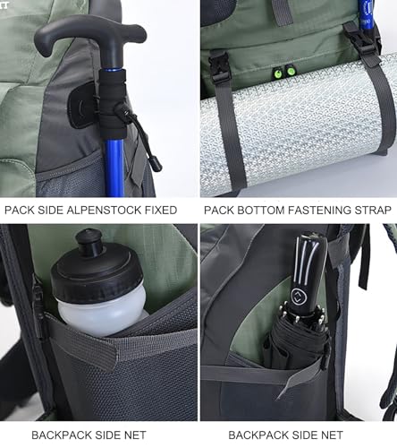 Bseash 50L Hiking Backpack, Water Resistant Lightweight Outdoor Sport Daypack Travel Bag for Camping Climbing Skiing Cycling (Army Green - With Shoe Compartment) - color: Army Green - With Shoe Compartment