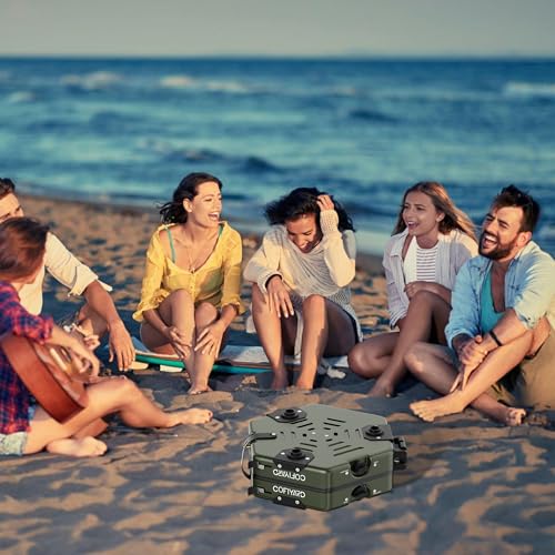 Cofiyard Propane 2-Burner Camping Stove with Carrying Bag and Gas Stove Pressure Regulator, Camping Essentials Folding Camp Stove with Flick-Style Ignition for Backpacking, Outdoor Cooking, Tailgating - color: Green