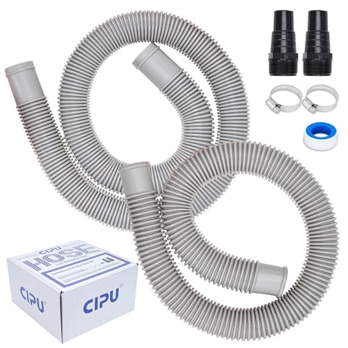 CIPU Pool Hose Kit 1-1/2 Inch, Above Ground Pool Filter Hose Replacement Set with 6 ft & 3 ft Hoses, 2 Black Adapters, 2 Clamps and PTFE Tape for Sand Filter Pool Pump - color: Black Adapters