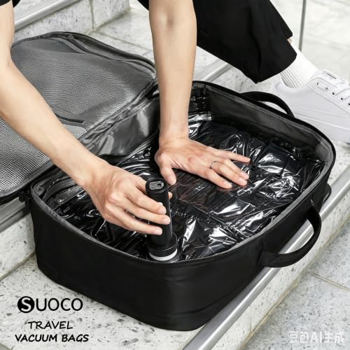 Travel Vacuum Bags for Clothing with Cordless Pump 18 Combo, Black - color: Black, size: 18 Combo