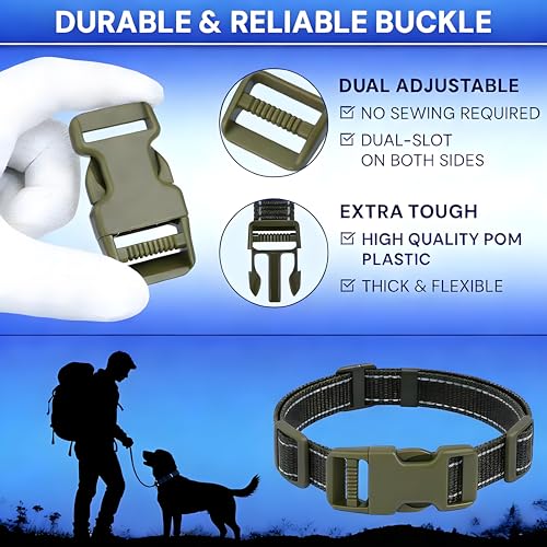 Army Green Quick Side Release Buckles for 1.5 Inch Width Luggage Backpack Straps Slide Fasteners Dog Collar Replacement Buckle Clips x 6 Tri-Glide Fasteners x 12 - color: Army Green, size: 1.5"