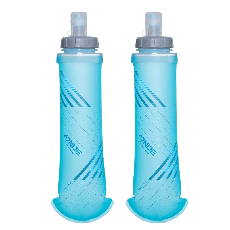 AONIJIE TPU Soft Flask Water Bottle Collapsible Running Flask for Hydration Pack, BPA Free, Wide Opening, for Outdoor Sports Hydration - color: B#Pull Switch#2 Pcs