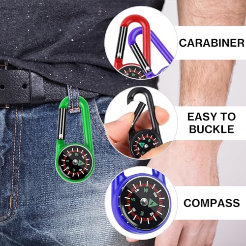 12 Pcs Mini Compass Keychain for Kids Bulk, Small Pocket Magnetic Compass Survival Hiking for Outdoor Survival Camping Party Backpacking Accessory - color: Dark Colors