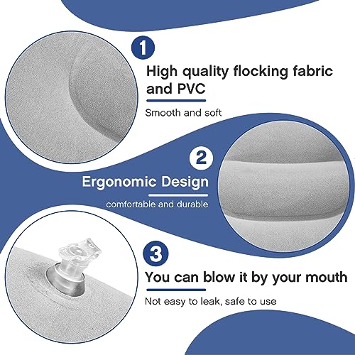 Maitys 5 Pcs Inflatable Camping Pillow,13.39 X 8.66 Inches,Gray - color: Gray, size: 13.39 x 8.66 Inches