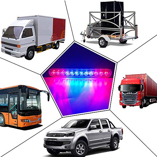 2pcs 12LED Red&Blue Led Light-Head Emergency Beacon Hazard Warning Light Flashing Strobe Light Bar Recovery Breakdown Surface Mount for Construction Vehicle Car Truck Trailer Caravan 12-24V - color: Red&Blue