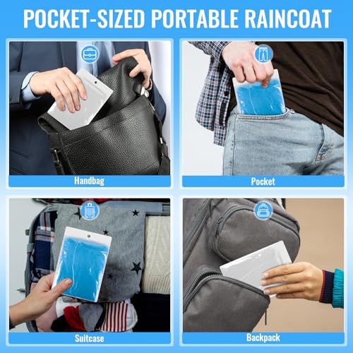 GAOHUI Disposable Rain Ponchos for Adult/Kid/Family Pack 4, Thicker Ponchos - color: Clear/Red/Yellow/Blue