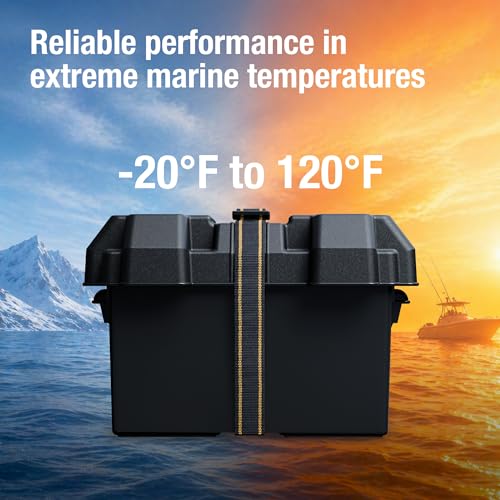 Attwood 9069-1 Standard Non-Vented Battery Box with Mounting Strap, Fits Group 24 Batteries, Black | Rugged battery storage designed for dependable onboard power protection - size: Group 24 Batteries, style: Powerguard 24 – Non-vented
