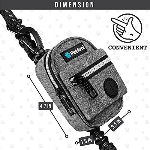 PetAmi Dog Poop Bag Holder for Leash, Waste Bag Dispenser Pet Pouch, Grey - color: Heather Gray