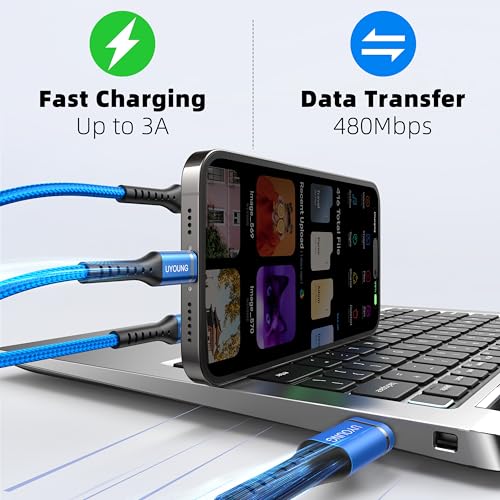 USB C Multi Charging Cable, 3 in 1 Charging Cord Phone Charger 6FT 2Pack | Multiple Charger Cord with Lightning, Type C, Micro USB Ports, Universal Charger for iPhone 17 16 15, Samsung S26 S25, Tablet - color: Blue, size: 6FT, style: USB C to Multiple Con